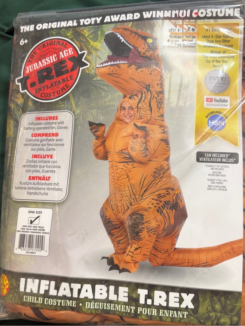 Inflatable T.Rex Kids Costume - Orange